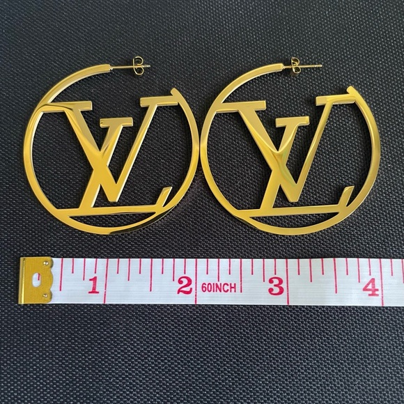 Gold LV Hoop Earrings - Picture 2 of 4